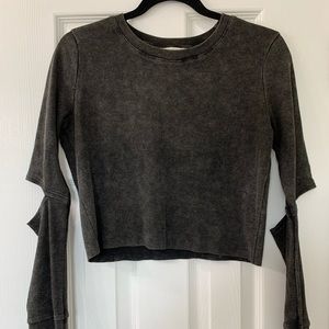 Dark Gray Cut Out Elbow Top